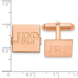 SS/Rose-plated Square Recessed Letters Monogram Cuff Links