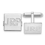 SS/Rhodium-plated Square Recessed Letters Monogram Cuff Links
