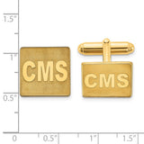 SS/Gold-plated Square Raised Letters Monogram Cuff Links