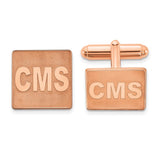 SS/Rose-plated Square Raised Letters Monogram Cuff Links