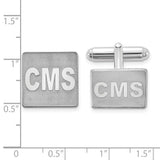 SS/Rhodium-plated Square Raised Letters Monogram Cuff Links