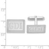 SS/Rhodium-plated Rectangle Recessed Letters Monogram Cuff Links