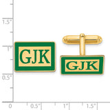 SS/Gold-plated Rectangle Enameled Letters Monogram Cuff Links