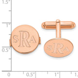 SS/Rose-plated Circle Recessed Letters Monogram Cuff Links
