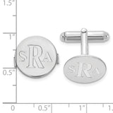 SS/Rhodium-plated Circle Recessed Letters Monogram Cuff Links