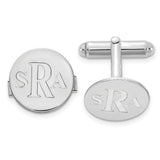 SS/Rhodium-plated Circle Recessed Letters Monogram Cuff Links