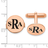 SS/Rose-plated Circle Enameled Letters Monogram Cuff Links
