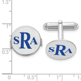 SS/Rhodium-plated Circle Enameled Letters Monogram Cuff Links