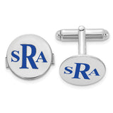 SS/Rhodium-plated Circle Enameled Letters Monogram Cuff Links