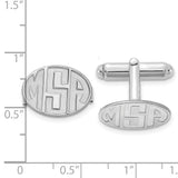 SS/Rhodium-plated Oval Recessed Letters Monogram Cuff Links