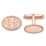 SS/Rose-plated Oval with Boarder Recessed Letters Monogram Cuff Links