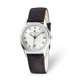 Mens Charles Hubert Stainless Steel Leather Band 37mm Watch