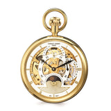 Charles Hubert IP-pltd Stnlss Open Face Dual Time Pocket Watch