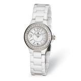 Ladies Charles Hubert White Ceramic Crystal Bezel Watch