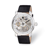Mens Charles Hubert Leather Band Skeleton Dial Watch