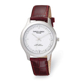 Mens Charles Hubert Leather Band White Dial Watch