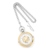 Charles Hubert Gold Finish 2-tone Brass 2-Photo Insert Pocket Watch