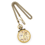 Charles Hubert Antique Gold Finish Brass Skeleton Pocket Watch