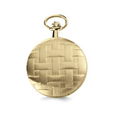 Charles Hubert Gold Finish Brass Basketweave Pocket Watch