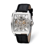 Charles Hubert Black Strap Stnlss Stl Skeleton Dial Automatic Watch