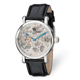 Charles Hubert Stnlss Stl Black Leather Strap Skeleton Dial Watch