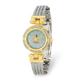 Charles Hubert IP-pltd MOP Dial w/Stnlss Stl Wire Bangle Watch