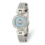 Charles Hubert Chrome Finish MOP Dial Stnlss Stl Wire Bangle Watch