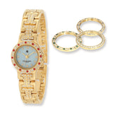 Charles Hubert Gold-finish MOP Dial with 4 Color Bezels Watch