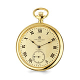 Charles Hubert IP-pltd Stnlss Stl Open Face Gold Dial Pocket Watch