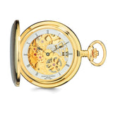Charles Hubert IP-pltd Stnlss Stl Skeleton Dial Pocket Watch