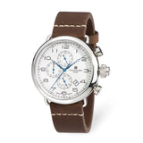 Mens Charles Hubert Stainless Leather Band 46mm Dual Time Watch
