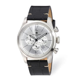 Mens Charles Hubert Stainless Leather Band 46mm Dual Time Watch