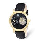 Mens Charles Hubert IP-plated Leather 46mm Dual Tme Watch