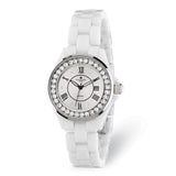 Ladies Charles Hubert Crystal Bezel White Ceramic Watch