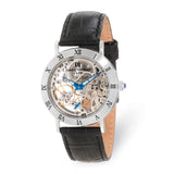 Ladies Charles Hubert Stainless Skeleton Dial Leather Band 35mm Watch