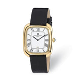 Mens Charles Hubert IP-plated Square Face Leather Band Watch