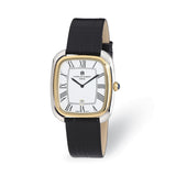 Mens Charles Hubert IP 2-tone Square Black Leather Band Watch