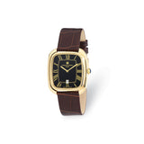 Ladies Charles Hubert IP-plated Square Brown Leather Band Watch