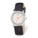 Ladies Charles Hubert Crystal Bezel Black Leather Watch