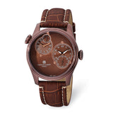 Mens Charles Hubert Stainless Steel Brown Dial Dual Time Watch