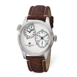 Mens Charles Hubert Stainless Steel Silver Dial Dual Time Watch