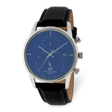 Charles Hubert Mens Stainless Steel Blue Dial Dual Time Watch