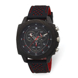 Charles Hubert Carbon Fiber Case Chrono Red Strap Watch