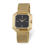 Charles Hubert Ladies IP-plated Stainless Mesh Black Dial Quartz Watch