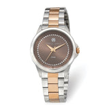 Charles Hubert Mens 2-Tone Stainless Lt Brown Crystal Dial Watch