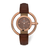 Charles Hubert Ladies Rose Finish Brown Dial Modern Circle Watch