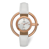 Charles Hubert Ladies Rose Finish Silver Dial Modern Circle Watch
