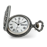 Charles Hubert Antique Chrome Finish 2 Horses Pocket Watch