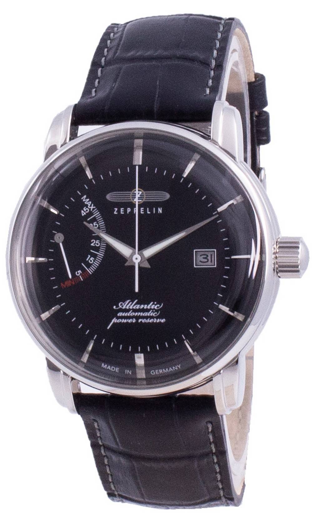 売れ筋がひ贈り物！ Zeppelin 8462-2 Automatic Strap Leather Dial Black Atlantik その他
