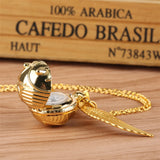 Golden Snitch Ball Pendant Pocket Watch Gifts for Kids Quartz Necklace Clock Lovely Cute Fob Pocket Clock reloj de bolsillo